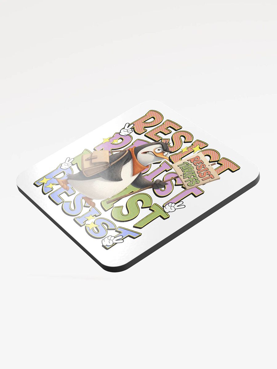 Resist Tariffs Penguin Funky Glossed Cork Coaster product image (4)