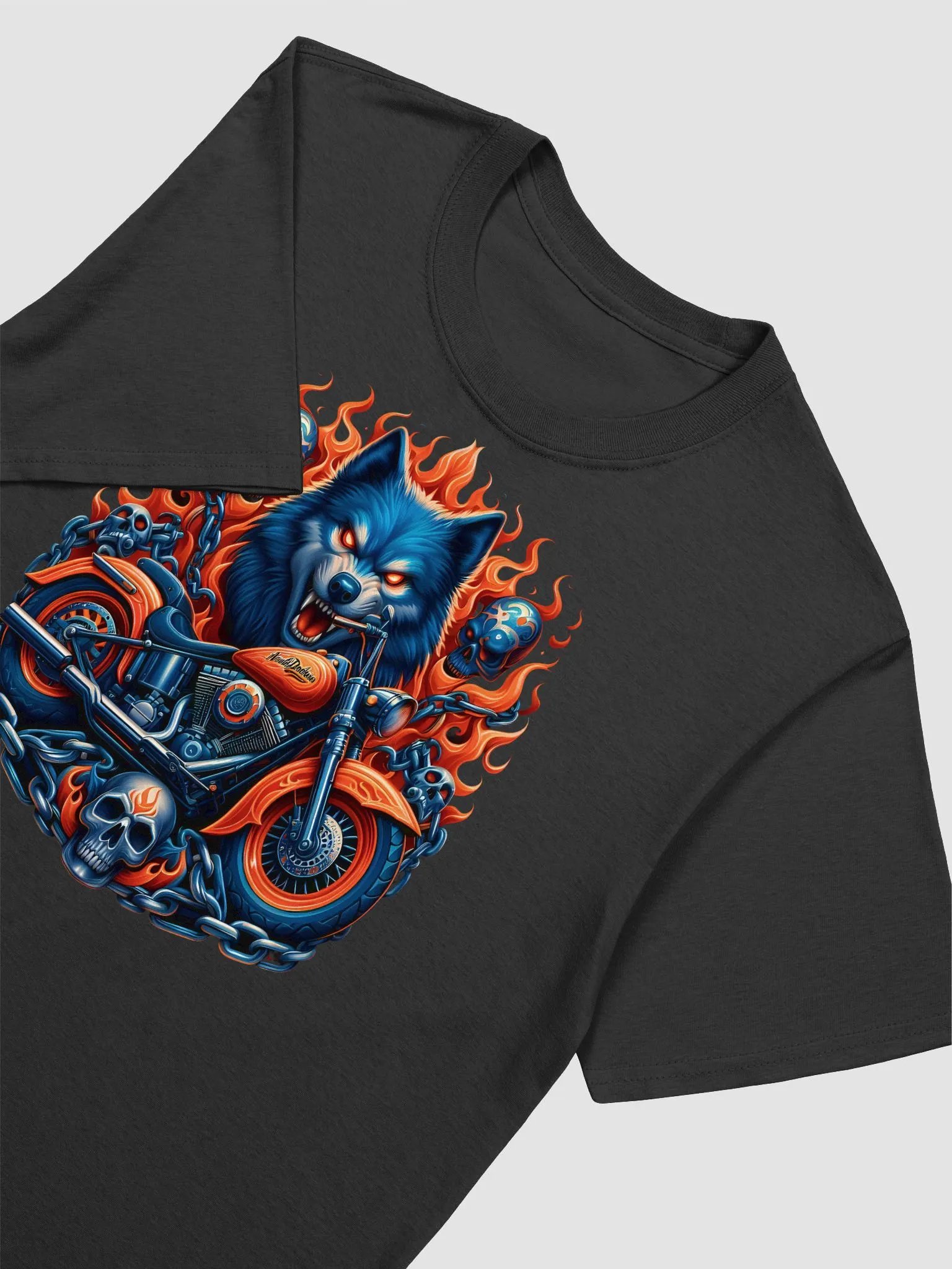 Fierce Wolf and Motorcycle Unisex T-Shirt #22 product image (3)