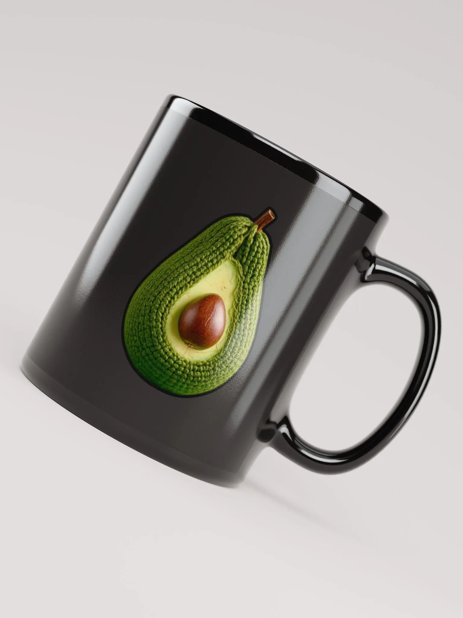 CozyAvocado Black Glossy Mug Crochet Avocado #1 product image (4)