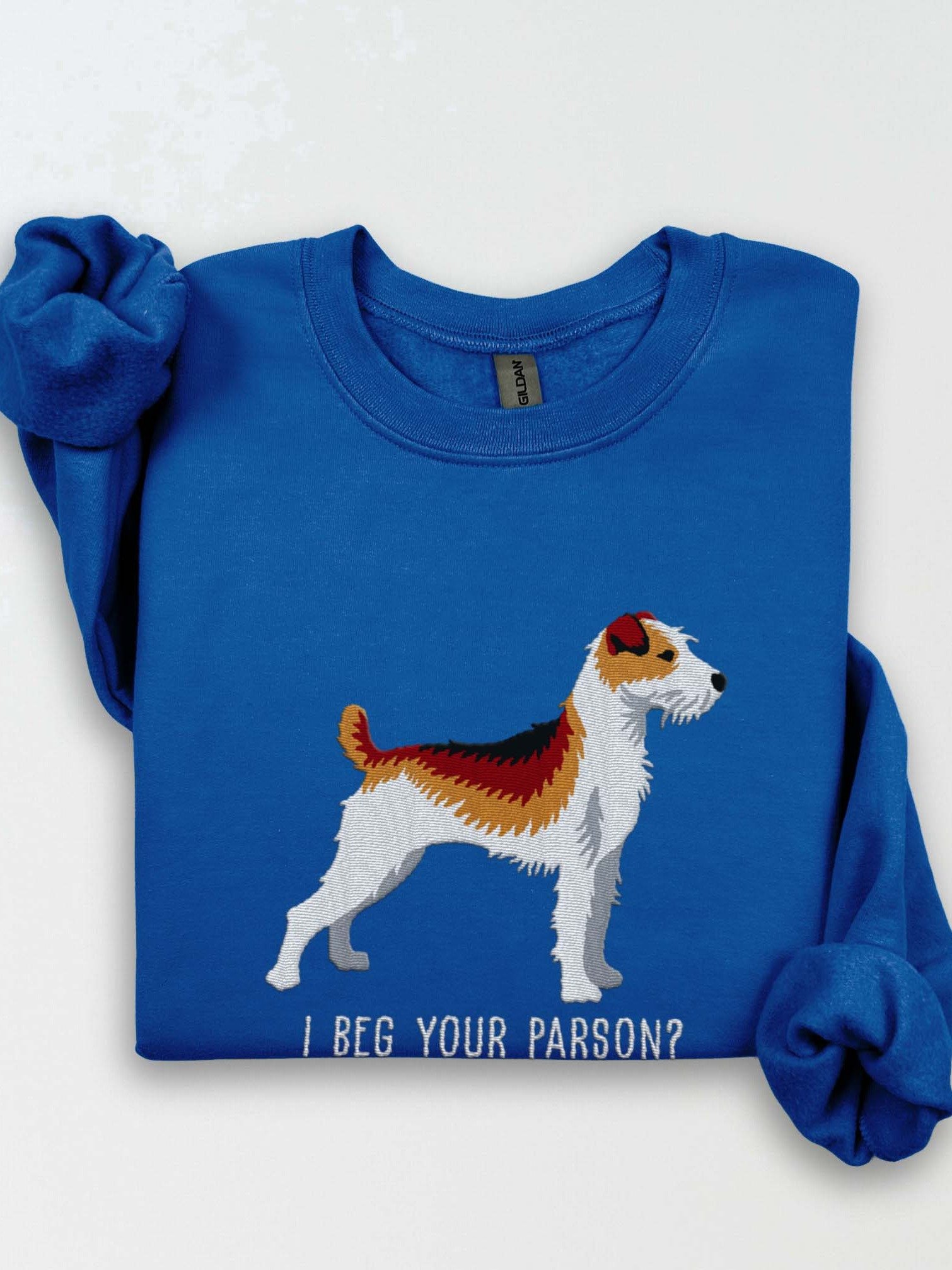 I Beg Your Parson? Sweatshirt (Embroidered) of a Parson Russell Terrier(Brown) product image (1)