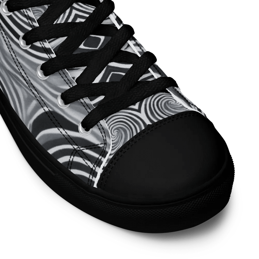 Funky Black and White Noir Liquid Tie-Dye Women's High-Top Canvas Shoes product image (8)