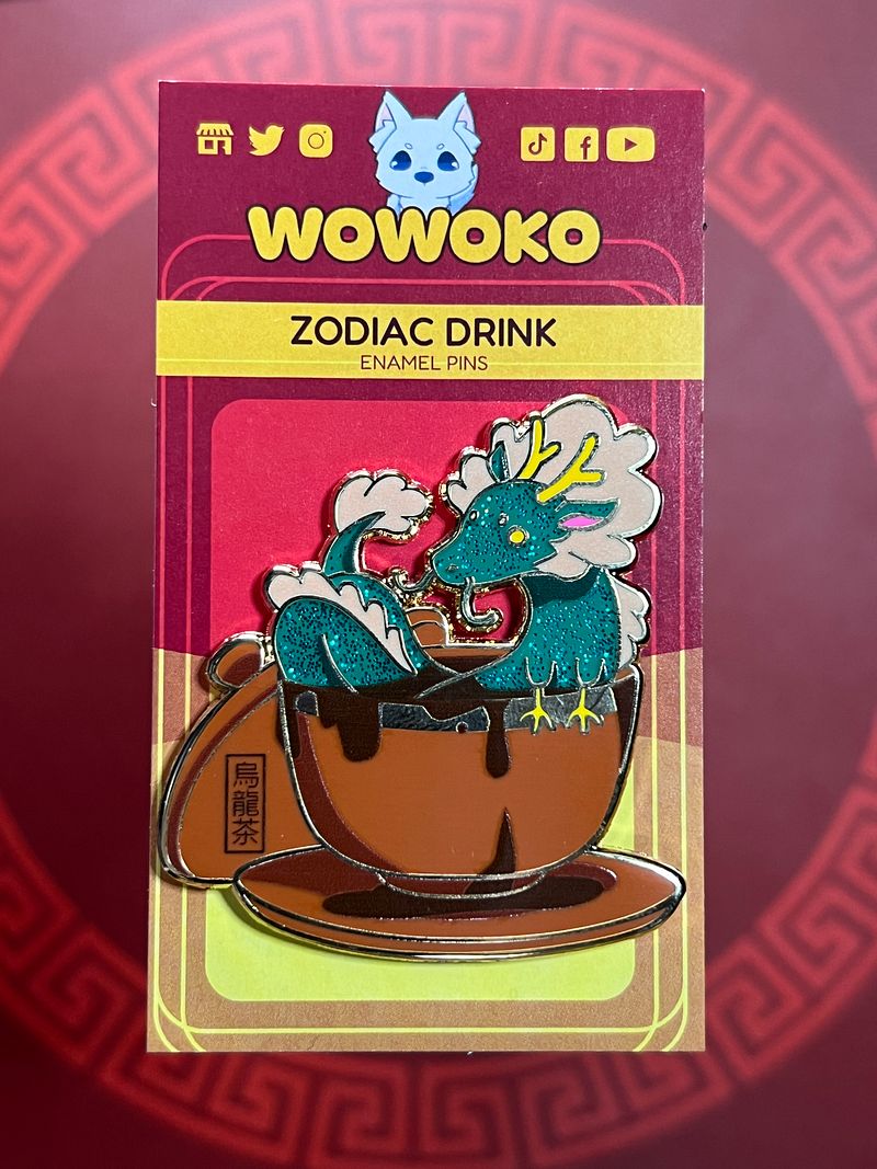 Enamel Pin - Zodiac Drinks - Oolong Tea Dragon
