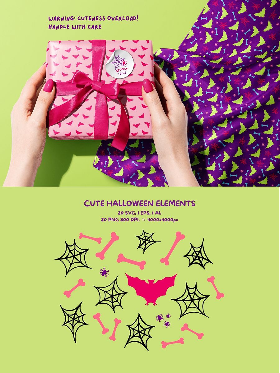 Pink Halloween Seamless Patterns & Clipart product image (6)