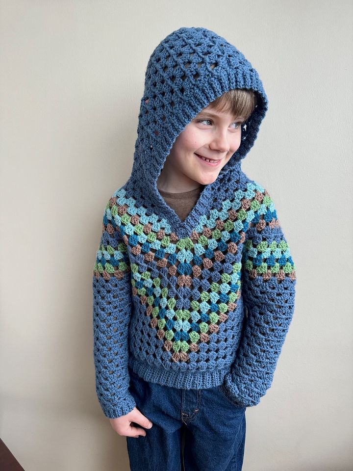 Baby Hoodie Pattern | Granny Stitch Child Crochet Hoodie | Sizes Newborn to 10 Years Pdf product image (1)
