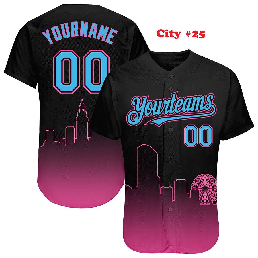 Authentic Gradient Fashion Baseball Jersey Up Down Colors City Collection, Personalized Sport Jersey, Two Tones product image (8)