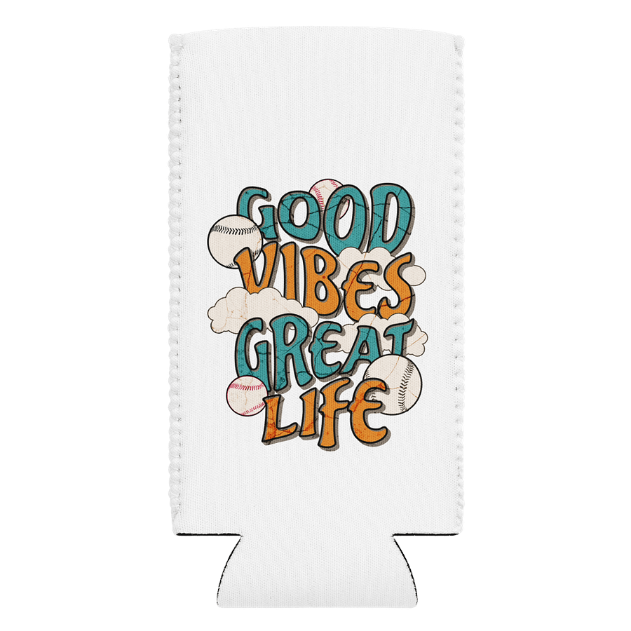 Good Vibes Great Life Baseball Can Cooler product image (1)