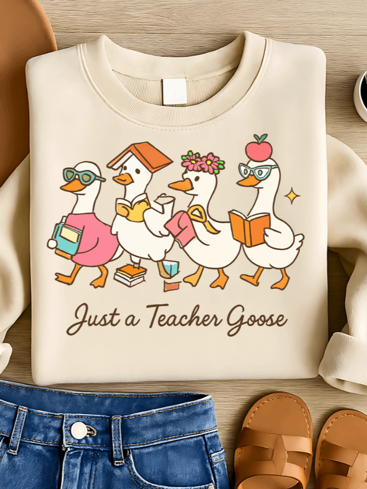 Back to School Teacher Goose Sublimation PNG – Funny Classroom Design with Silly Goose in Glasses – Cute Animal Clipart for Educators – 300 DPI Instant Download product image (1)