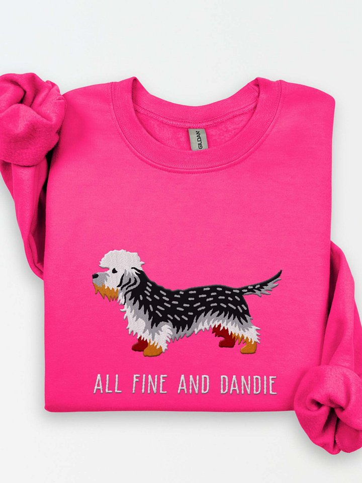 All Fine and Dandie Sweatshirt (Embroidered) of a Dandie Dinmont Terrier(Pepper) product image (1)