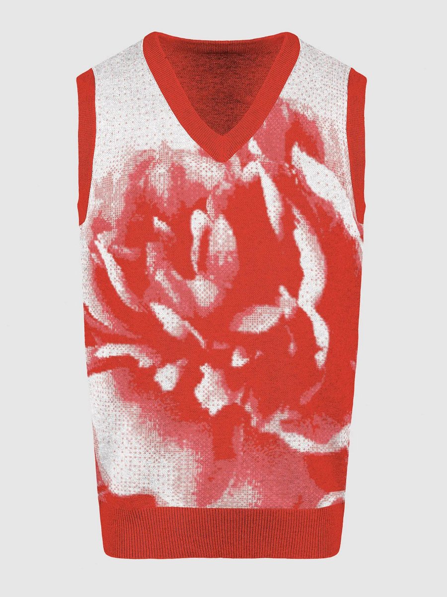 Rose Knitted V-Neck Vest product image (14)