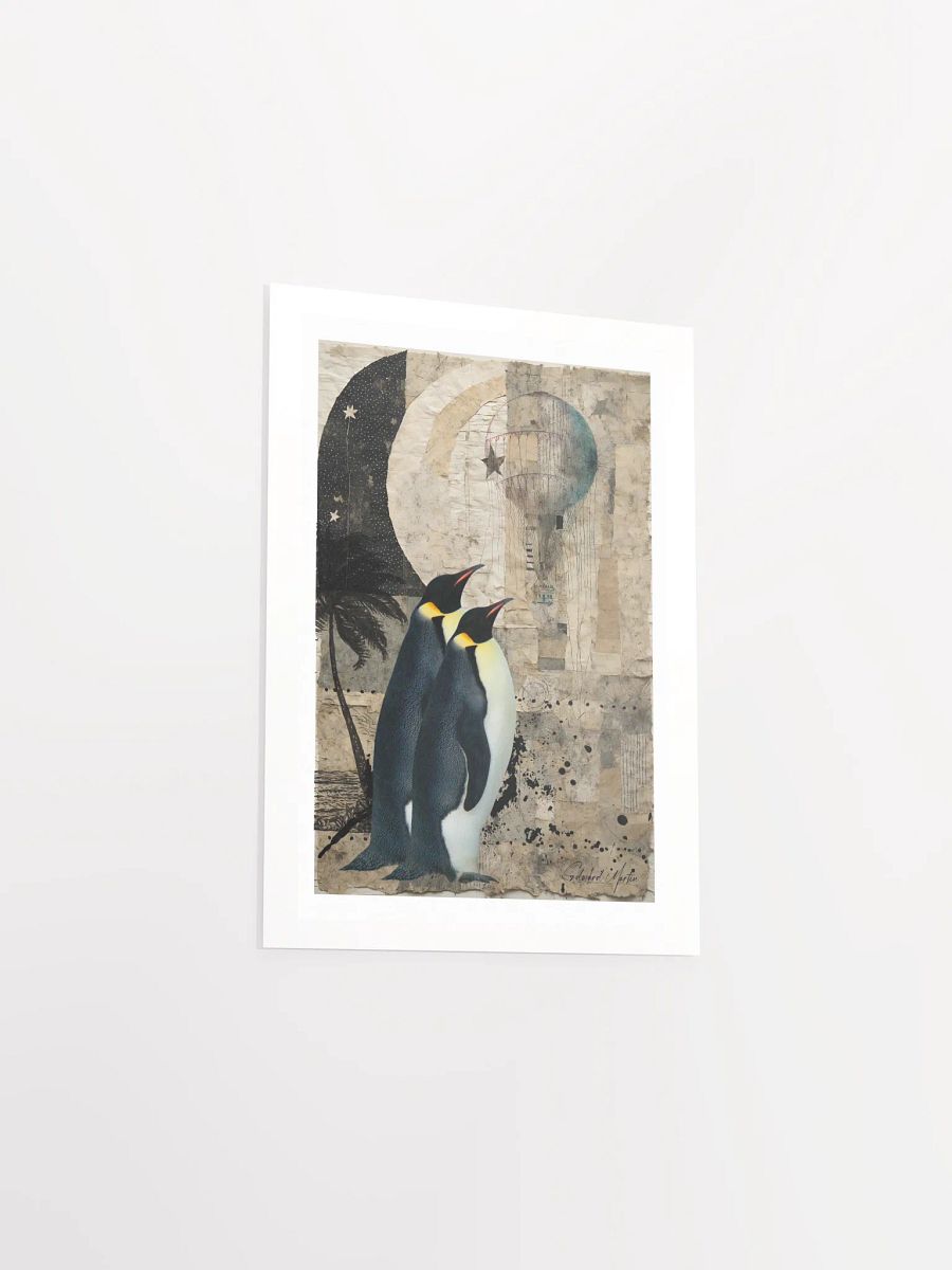 'Visitors' by Edward Martin Mixed Media Collage Print: Whimsical Penguins Enhanced Poster product image (4)