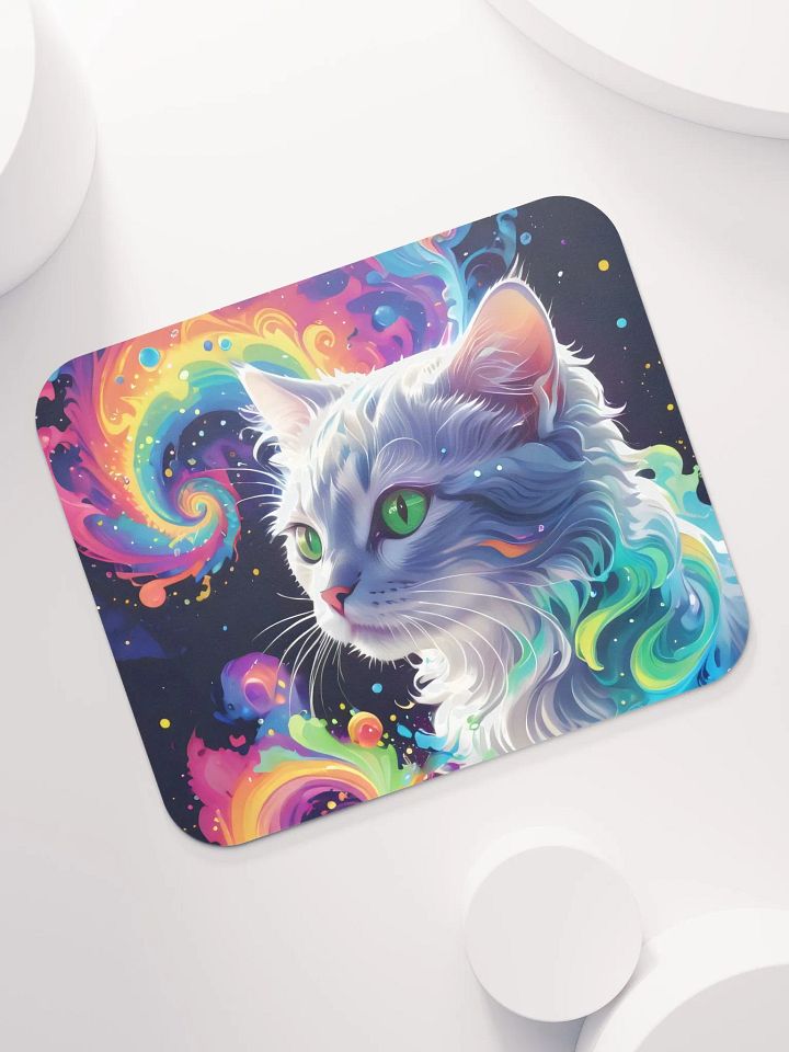 Psychedelic Cat Swirling Rainbow Art Mouse Pad product image (1)