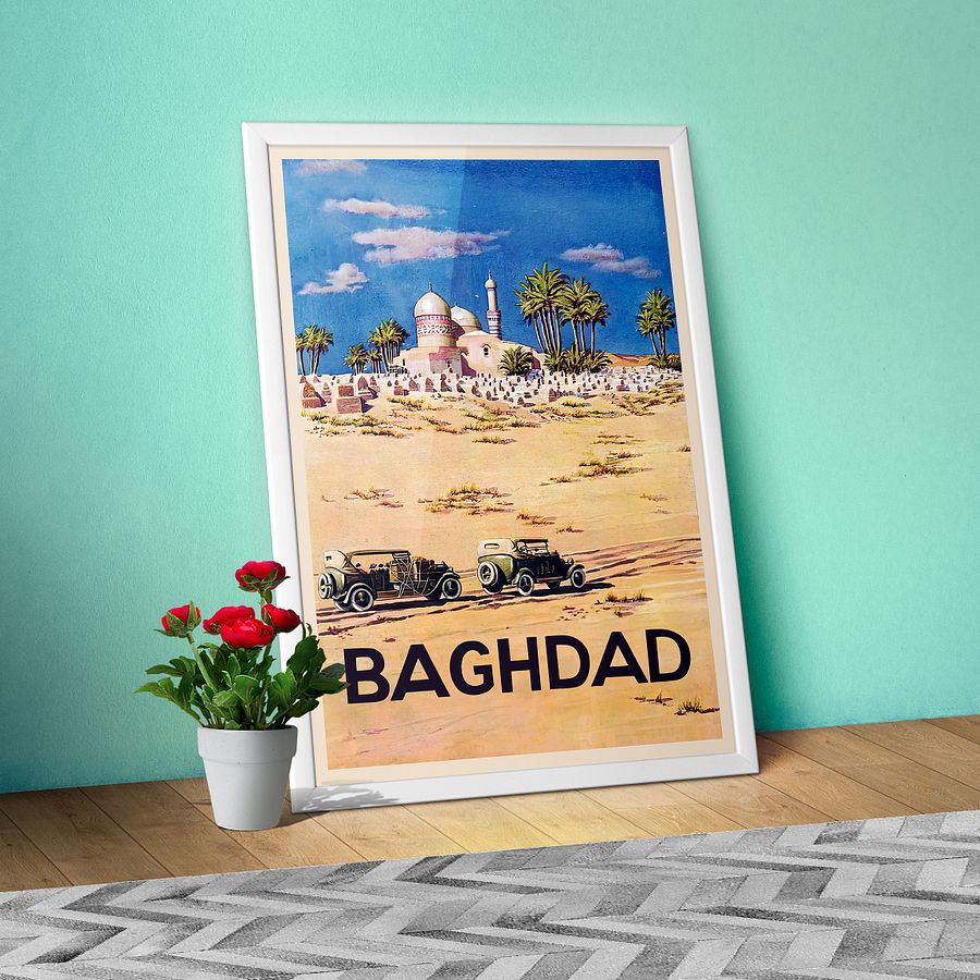 Baghdad, Iraq 1930s — retro travel poster, vintage travel art print, retro travel wall art product image (1)