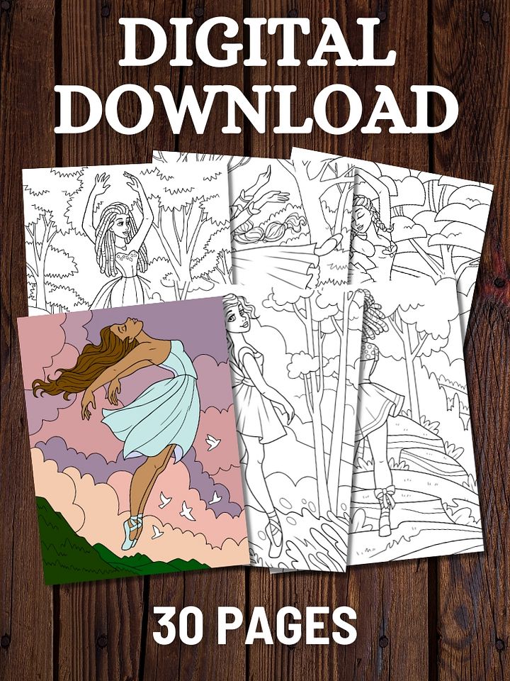 Ballerinas in Nature Printable Coloring Pages for Kids product image (1)