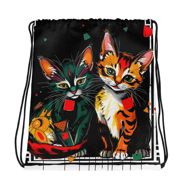 Whimsical Feline Adventure Drawstring Bag product image (1)