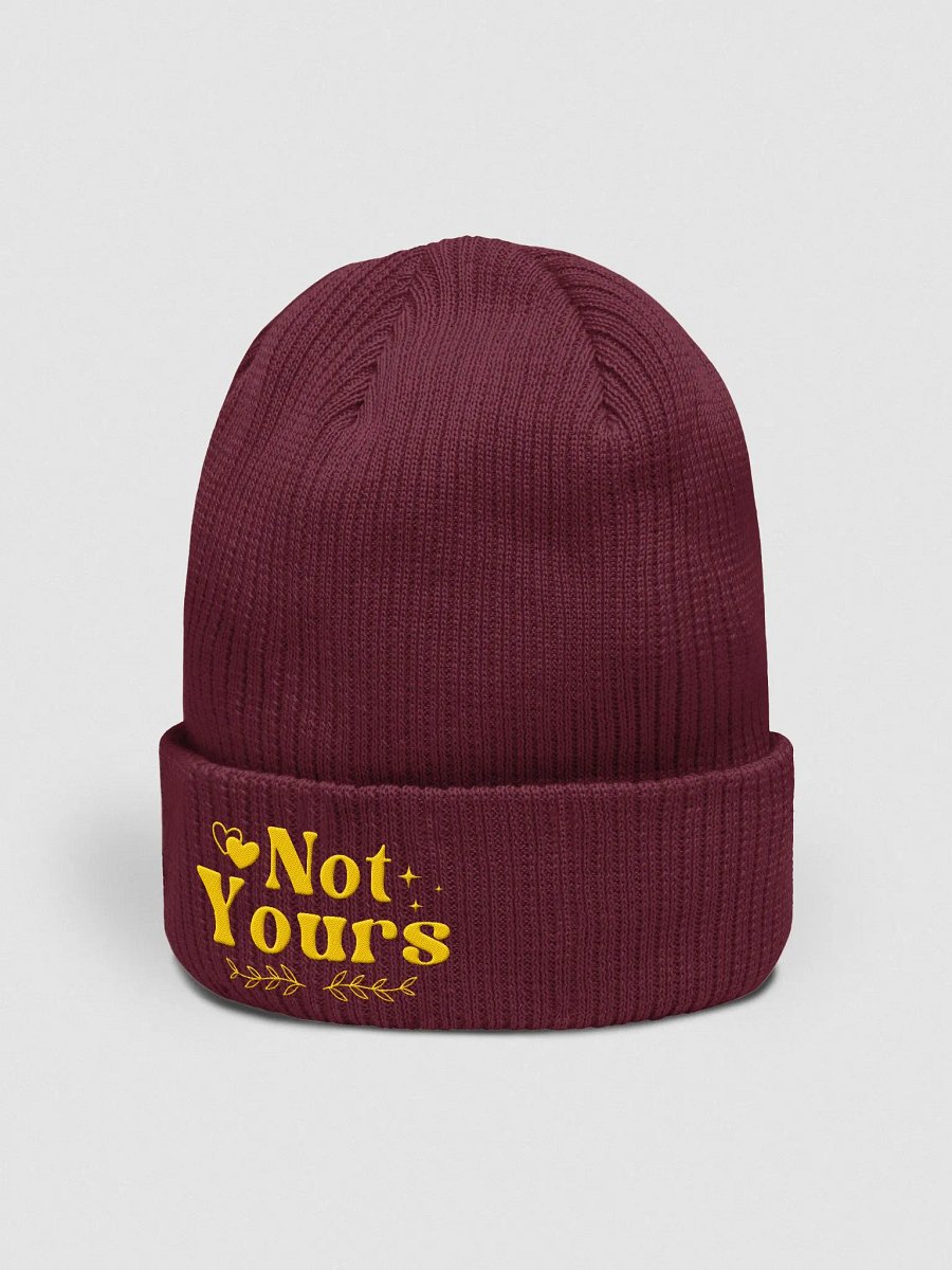 Not Yours Embroidered Organic Cotton Ribbed Beanie (Yellow Text) product image (14)