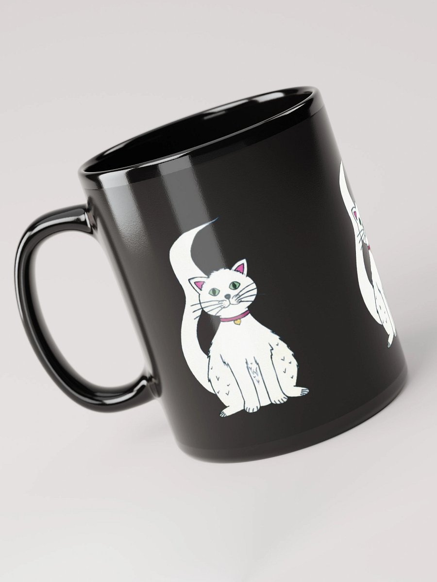 White Cat (art by Dina R.) acrylic painting picture - Black Glossy Mug product image (6)