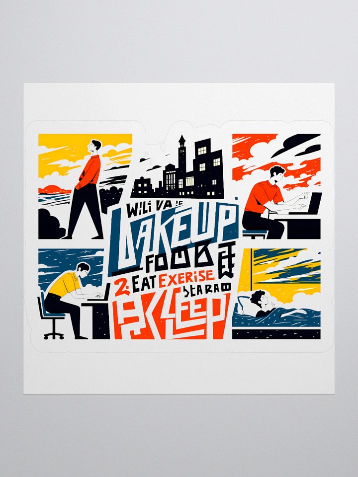 City Life Balance Poster | Wake, Work, Rest Art Sticker product image (1)