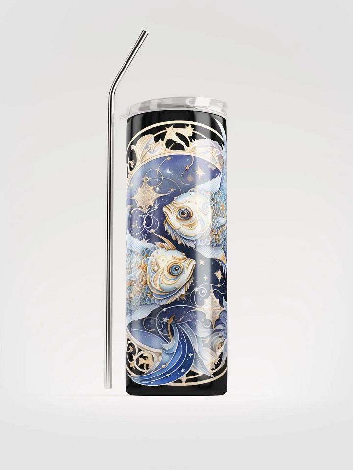 Pisces Zodiac Stainless Steel Tumbler: Dive into Dual Pisces Illustration Magic! ♓✨ product image (1)