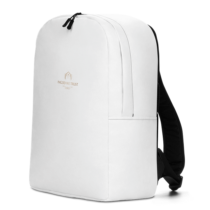 "Sanctuary" Backpack - White Minimalist Bookbag with Gold Foil Detailing | Spiritual Companion for Daily Journey product image (2)