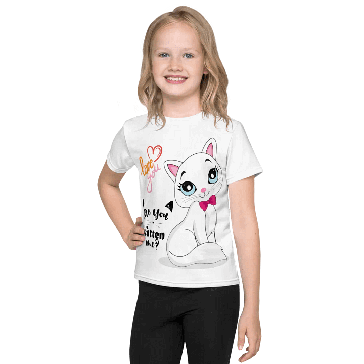 Kids Crew Neck T-Shirt Cute Kitten product image (1)