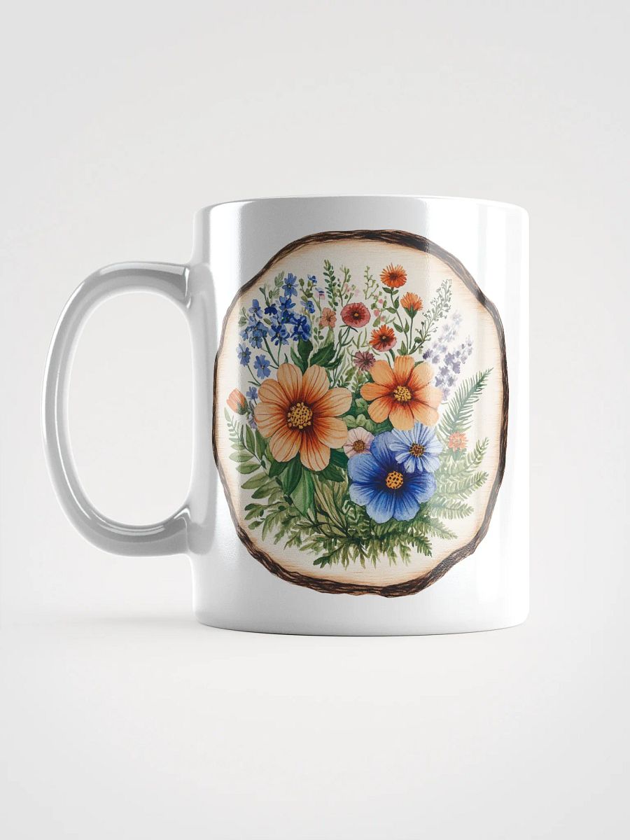 Blue Wildflower Round Wood Art Ceramic Mug product image (17)