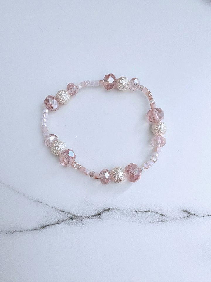 MFD-00052 | Blush Whisper | Faceted & Iridescent Bead Bracelet | Handmade 7" Coastal Charm | by Monique Faella Designs™ product image (2)