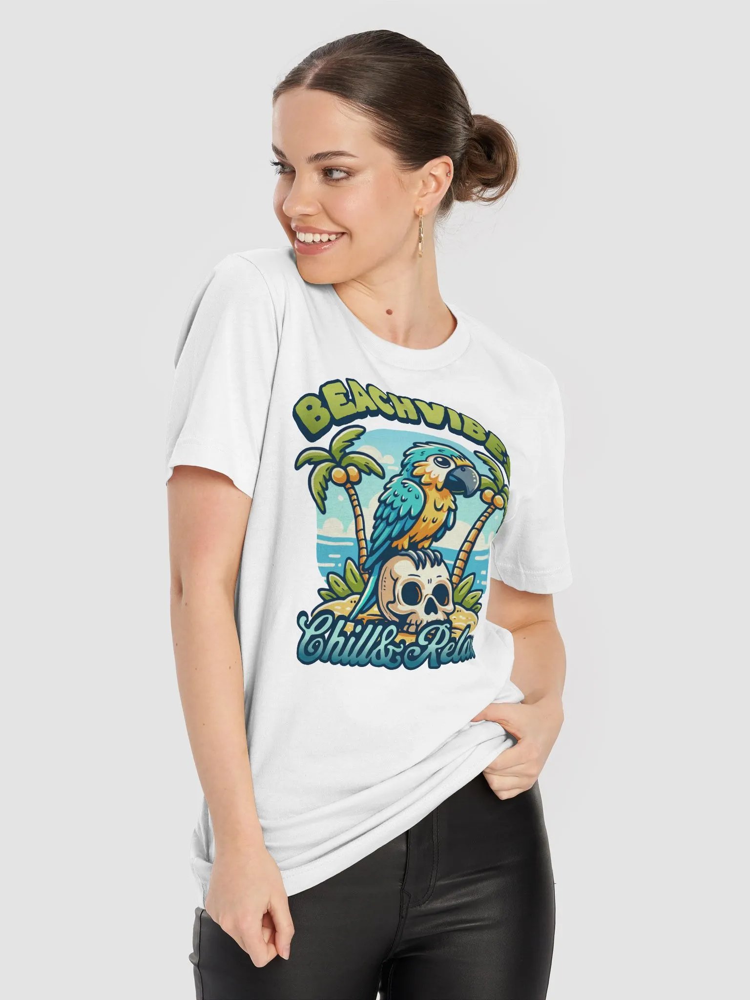 Beach Vibez Chill & Relax Parrot T-shirt product image (4)