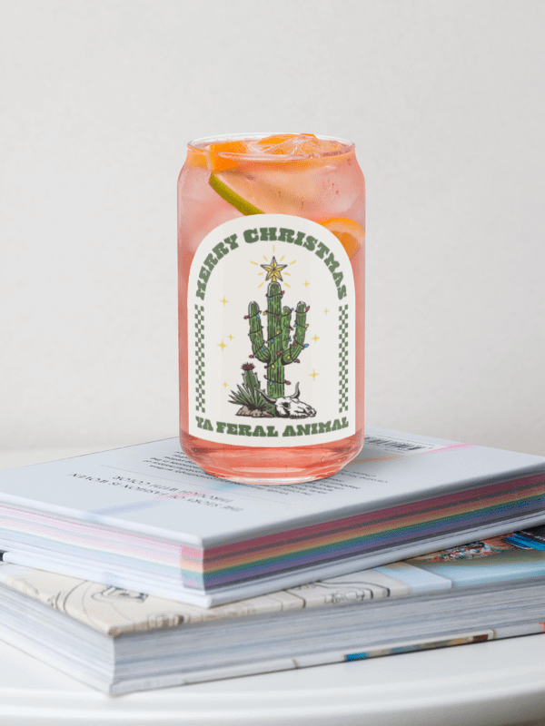 merry christmas ya feral animal glass cup product image (1)