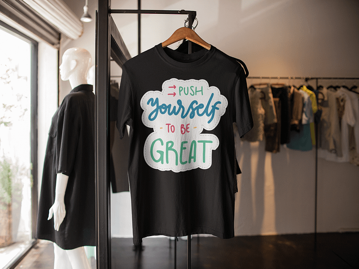 Push Yourself To Be Great Black Unisex T-Shirt product image (2)