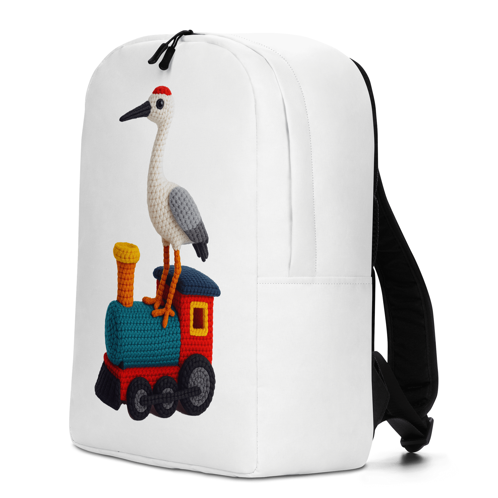 Crane on a Train Backpack: Whimsical Handcrafted Crochet Art product image (6)