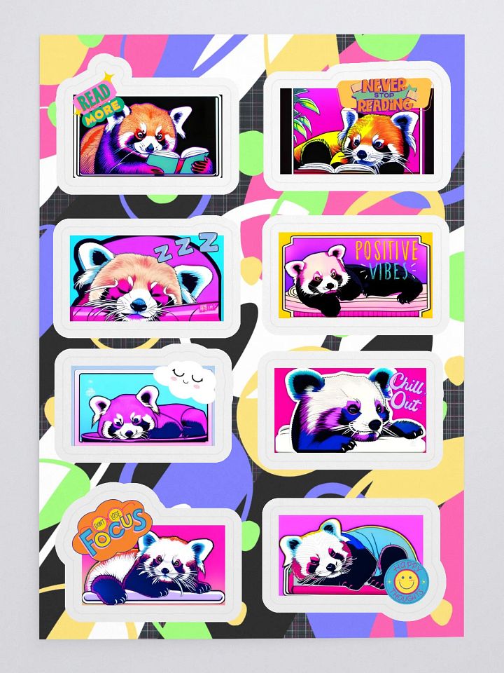 Cute Psychedelic Red Panda 8 Piece Sticker Sheet product image (1)