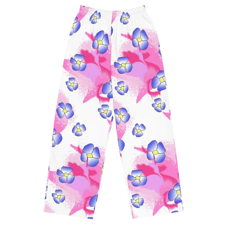 Blue Flowers on Pink Wideleg Pants product image (2)