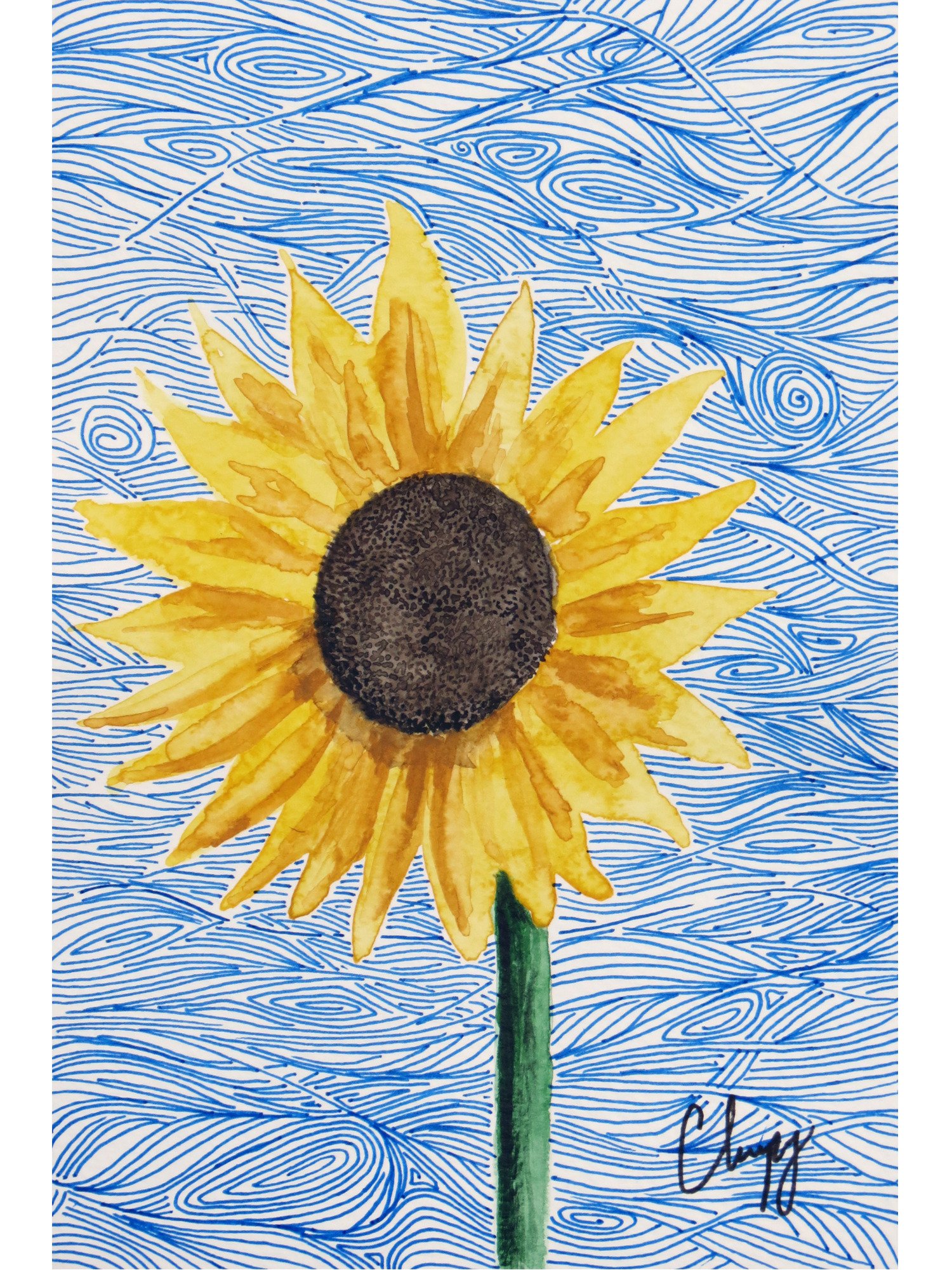 Sunflower - Original Watercolor/ink product image (2)