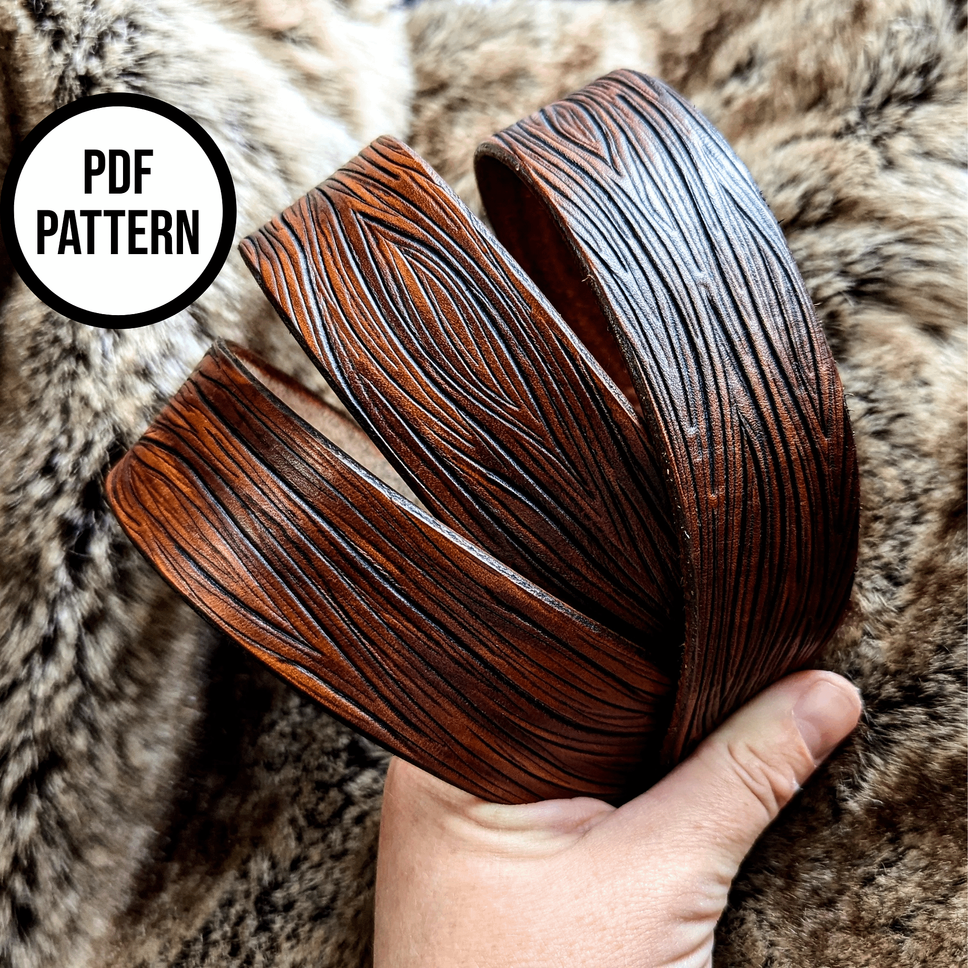 Woodgrain Leather Ring Belt - PDF Pattern for Leatherwork product image (4)