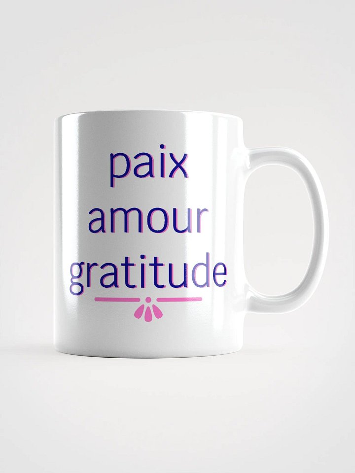 Paix Amour Gratitude Navy and Pink Ceramic Mug product image (2)