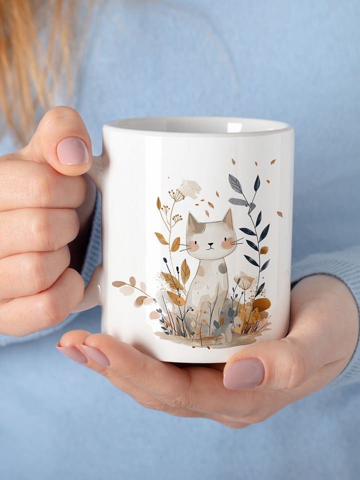 Adorable Cat Mug with Autumn Floral Design product image (1)