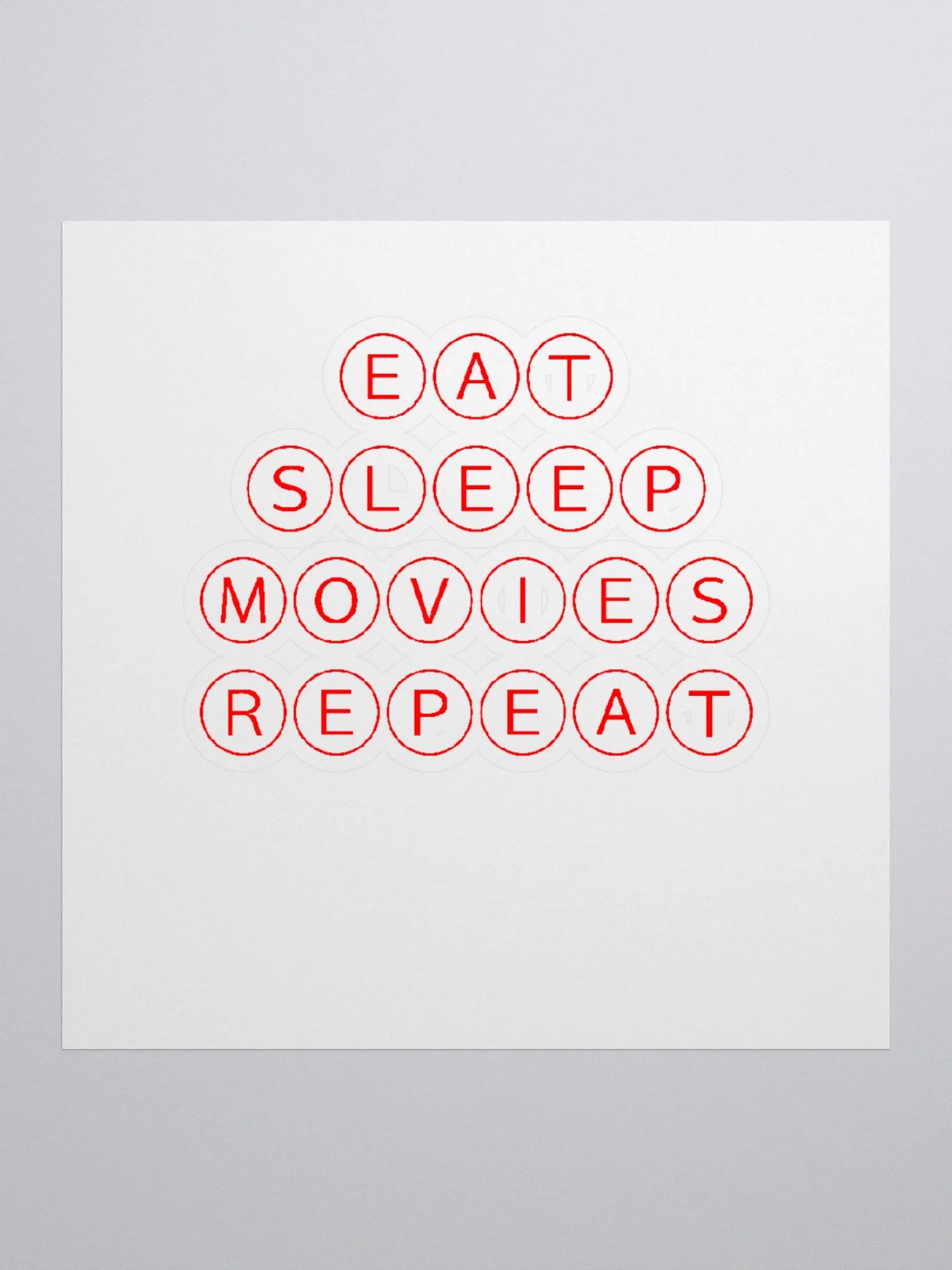 Eat Sleep Movies Repeat Sticker - Red product image (1)