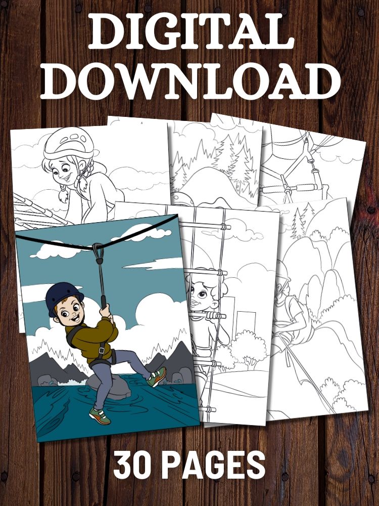 Kids at Outdoor Adventure Camp Printable Coloring Pages product image (1)