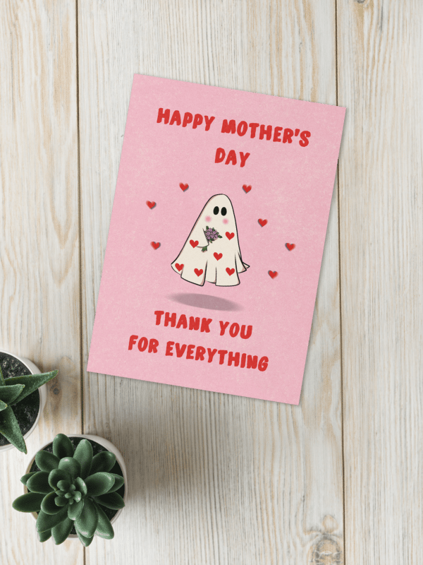 Cute Ghost With Flowers - Mother's Day Card product image (3)