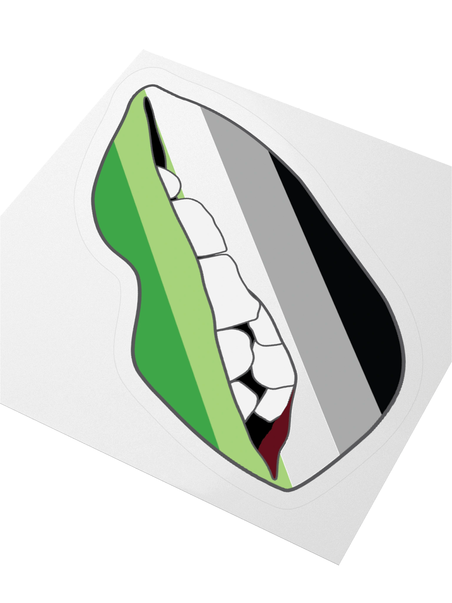 Aromantic Pride Flag Biting Lips Sticker product image (7)