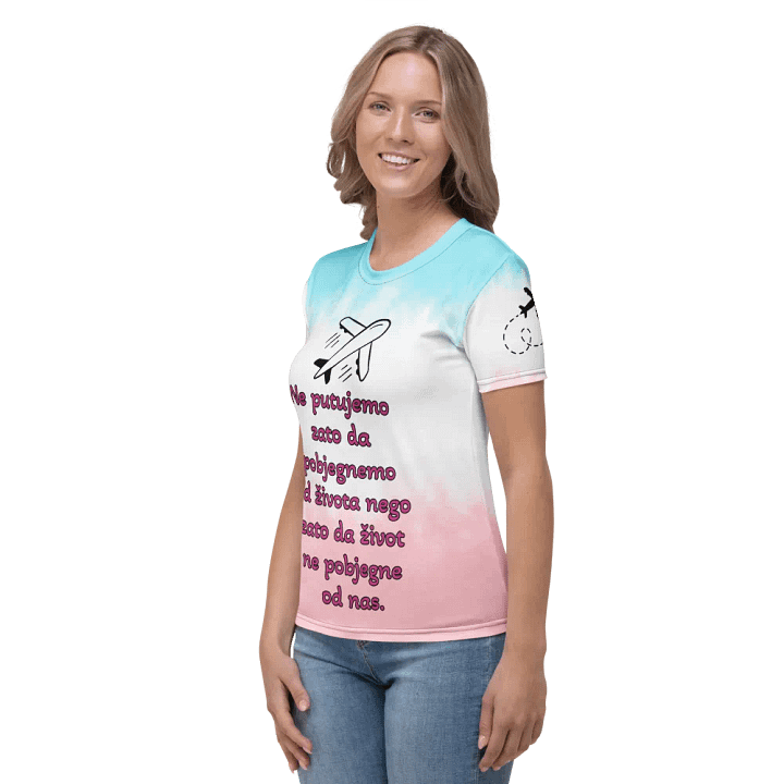 Ne putujemo zato da pobjegnemo od života nego zato da život ne pobjegne od nas. - Women's Crew Neck T-Shirt product image (2)