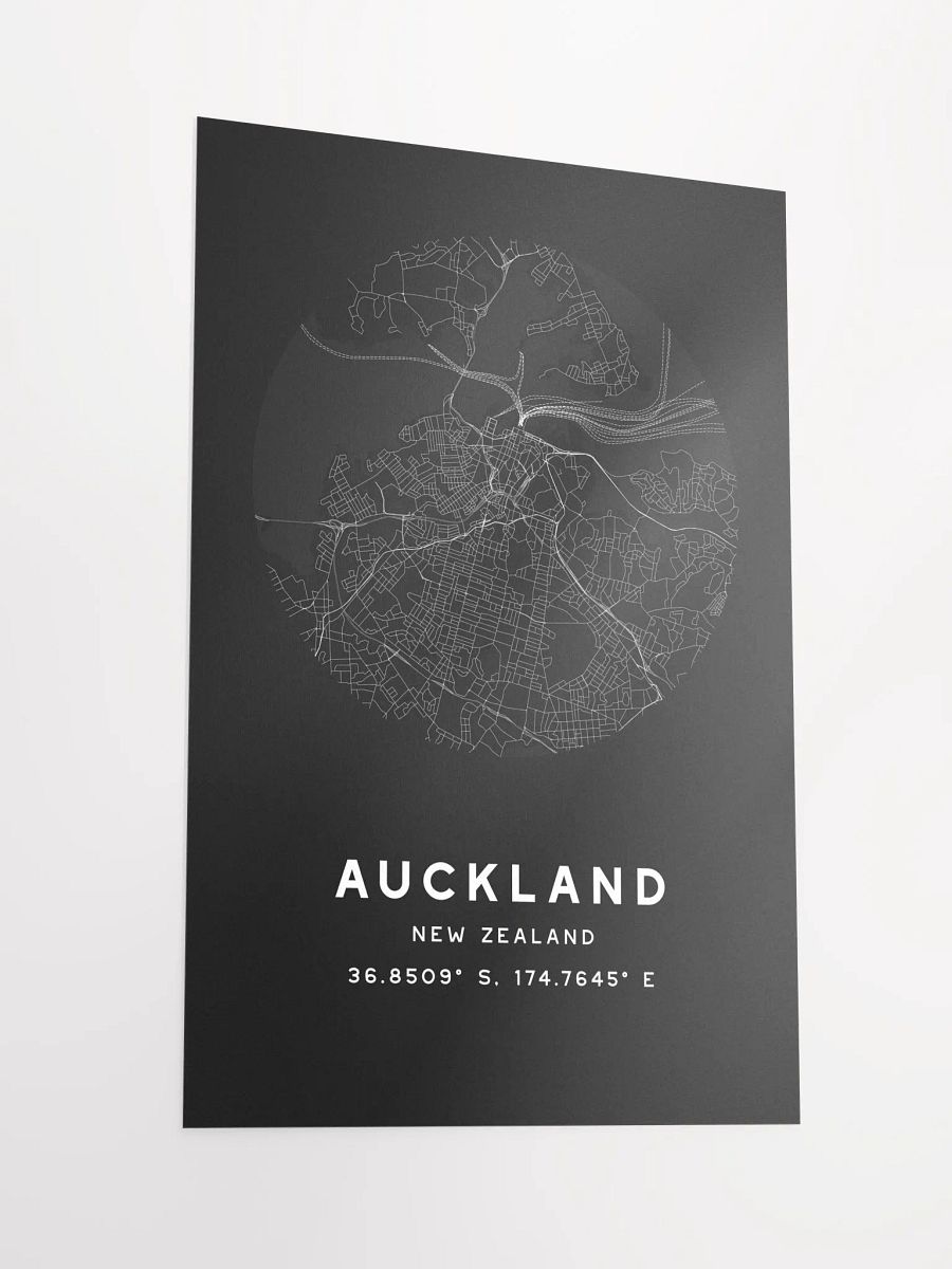Auckland Street Map Poster – Black Minimalist Circular City Art product image (5)
