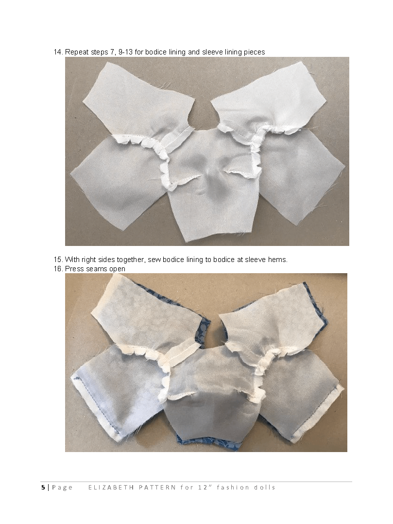Elizabeth sewing pattern for 12" fashion dolls product image (3)