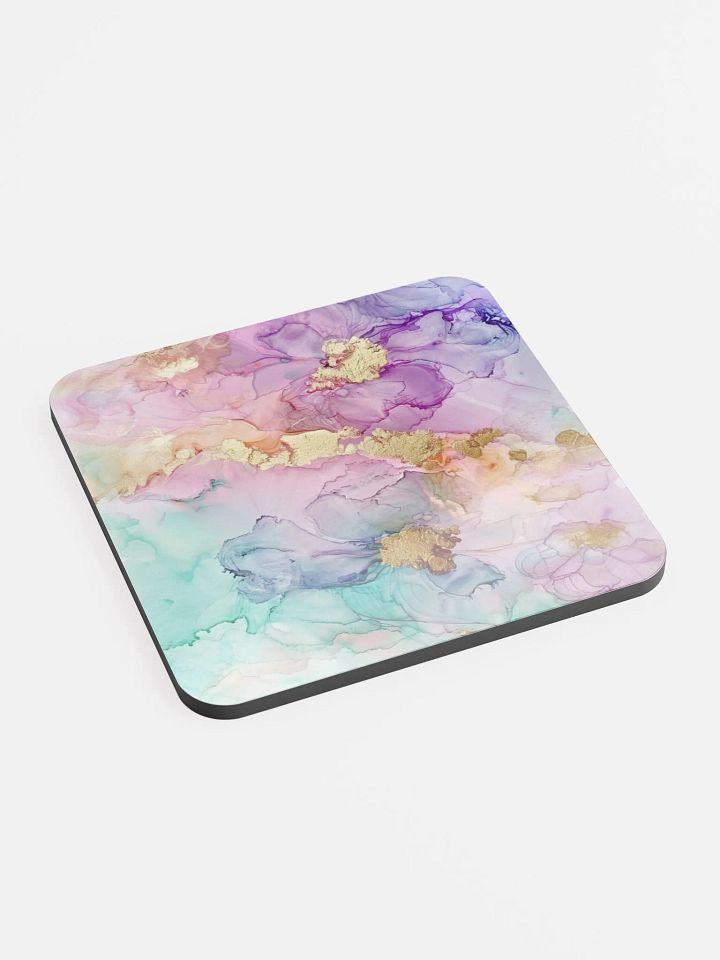 Multicolor Alcohol Ink Glossy Cork Coaster by Treasure Pie product image (1)