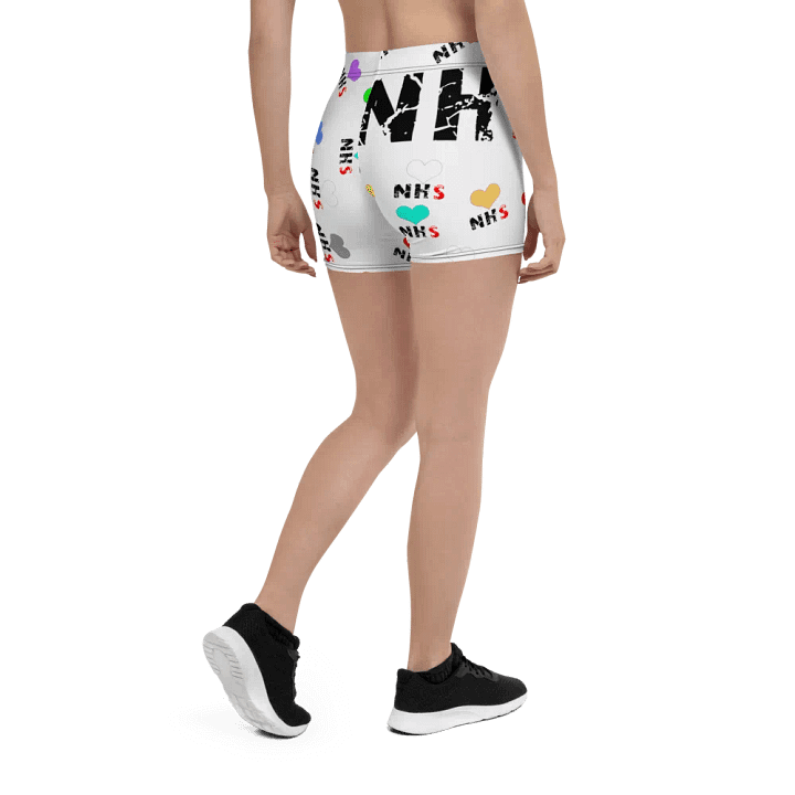 NHS Love Shorts, Colorful NHS Design, Support NHS Apparel, NHS Heart Shorts, Stylish NHS Wear, Bold NHS Fashion product image (2)
