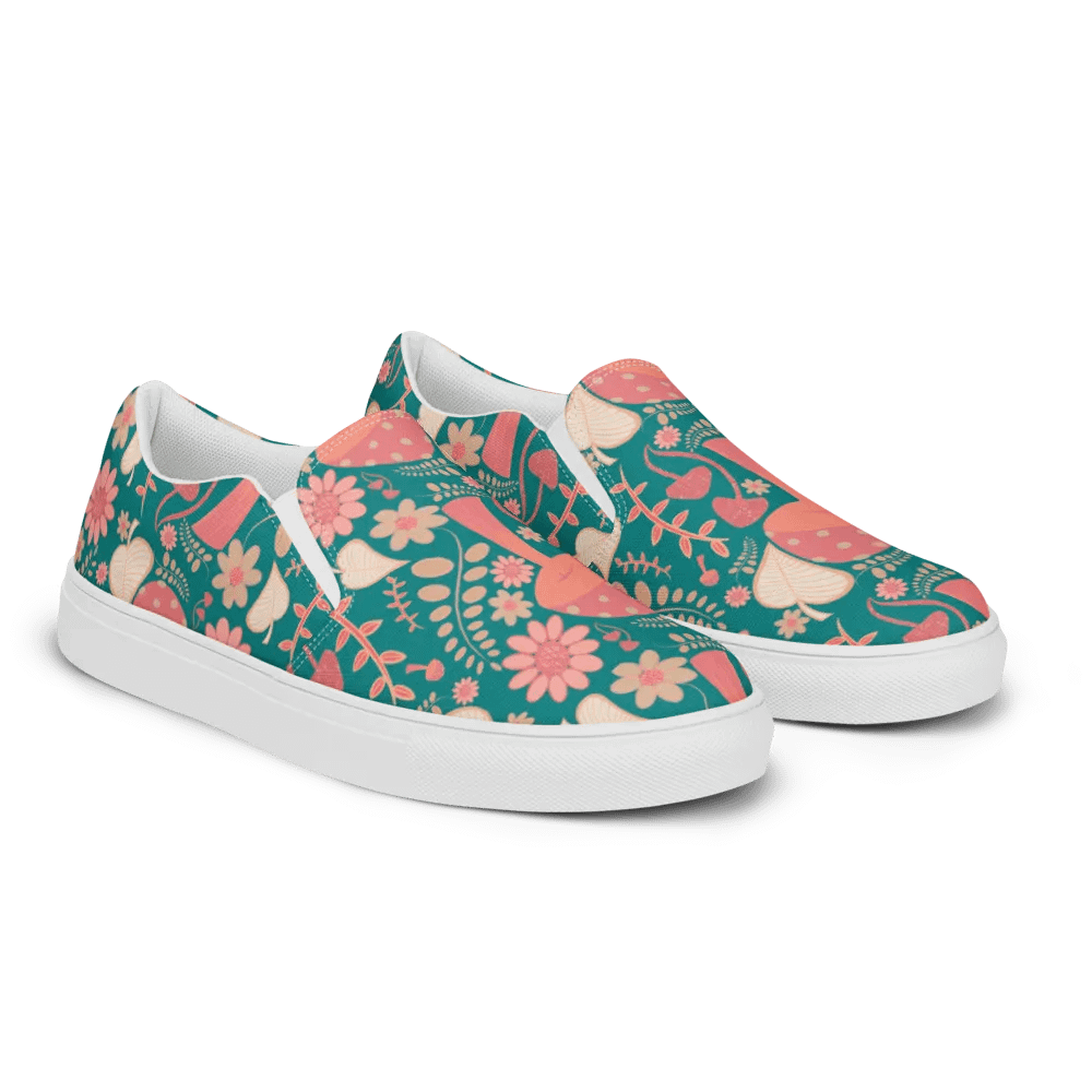 Whimsical Botanical Mushroom Bliss Slip-Ons product image (12)
