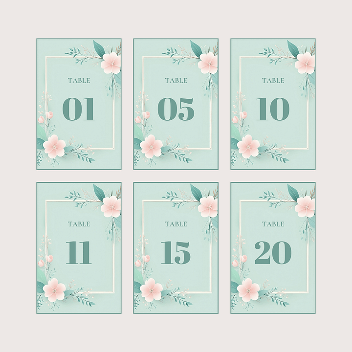 Floral Table Number Card - Dizynai (DTN-02) product image (2)
