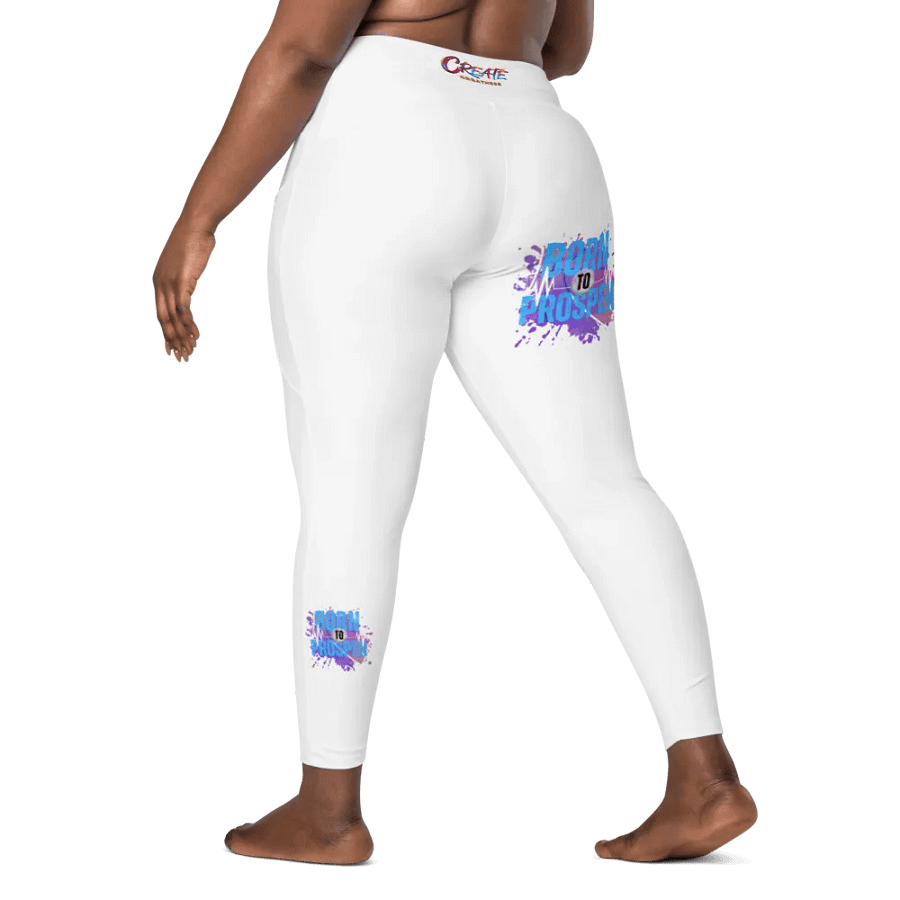 Born to Prosper White with prints Leggings product image (9)