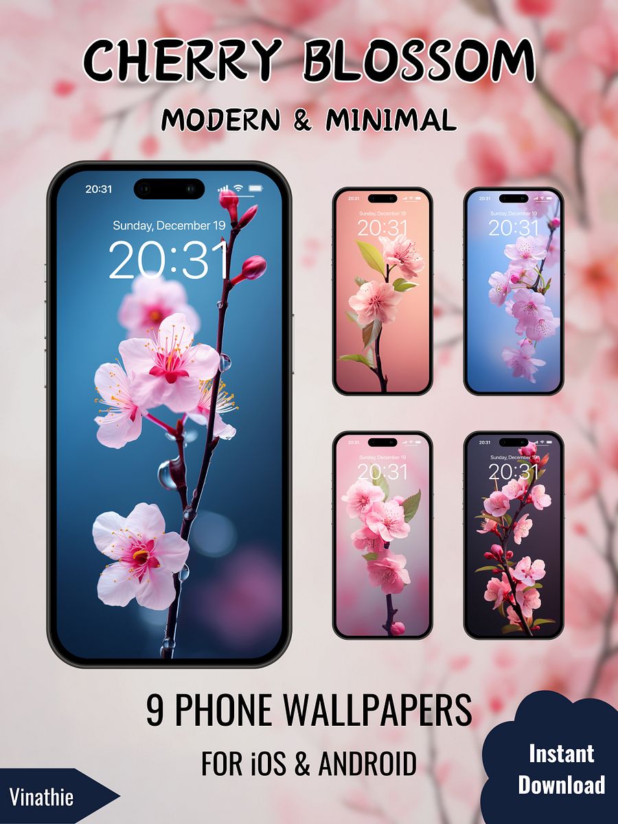 Cherry Blossom | Modern & Minimal | Phone Wallpaper product image (1)