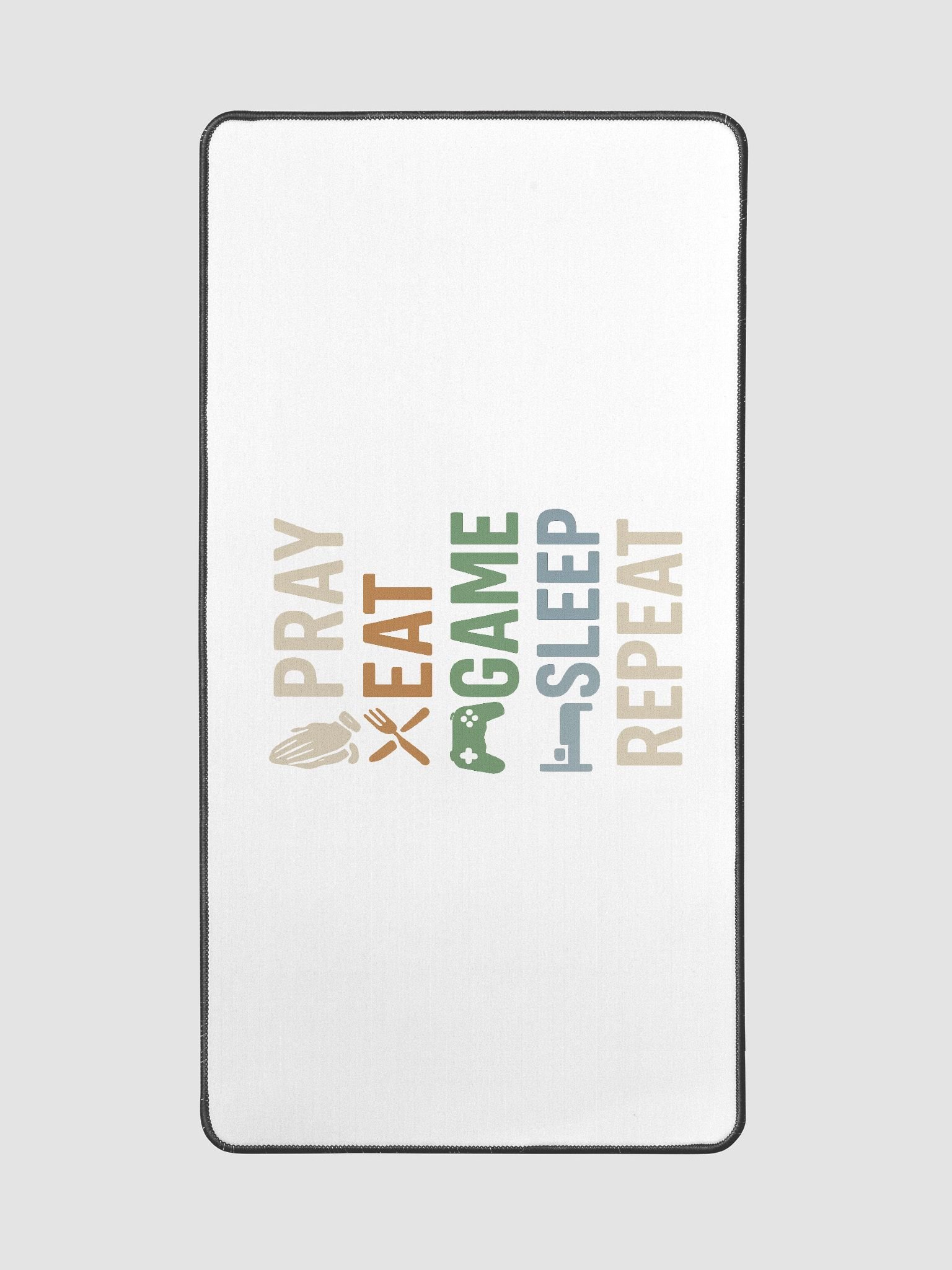Pray Eat Game Sleep Repeat Desk Mat – Faith-Focused Gaming Mouse Pad product image (2)